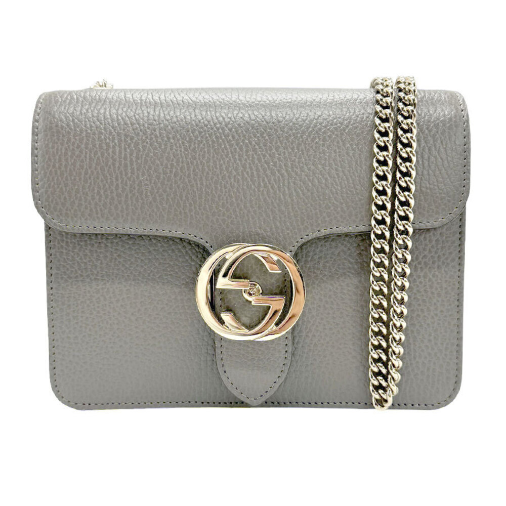 Gucci Interlocking G shoulder bag Gray grained leather interlocking GG